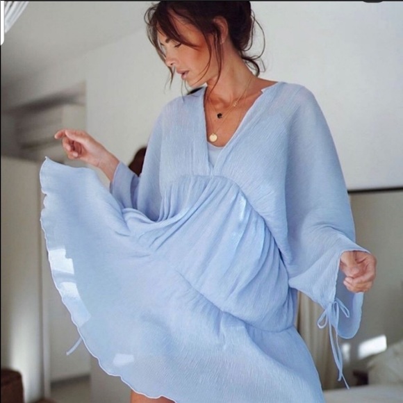 strapless open back dress Blue Denim Pleated Jumper